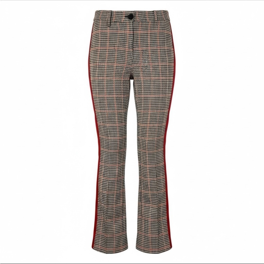Marc Cain Women’s Houndstooth Pattern Dress Pants with Red Side Accents Size 4